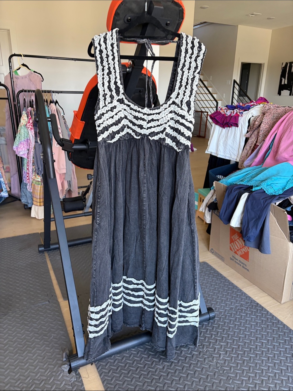 Oli & Hali Black Dress with White Ruffle Accents